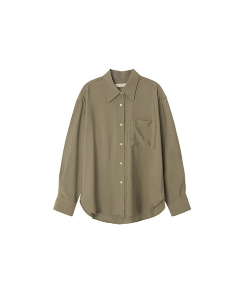 SIYAZU(シヤジュ)の「SITP5160 ルーズフィット シワシルキーシャツ_Khaki brown(シャツ/ブラウス・レディース・カーキ・ONE)」の1枚目の写真
