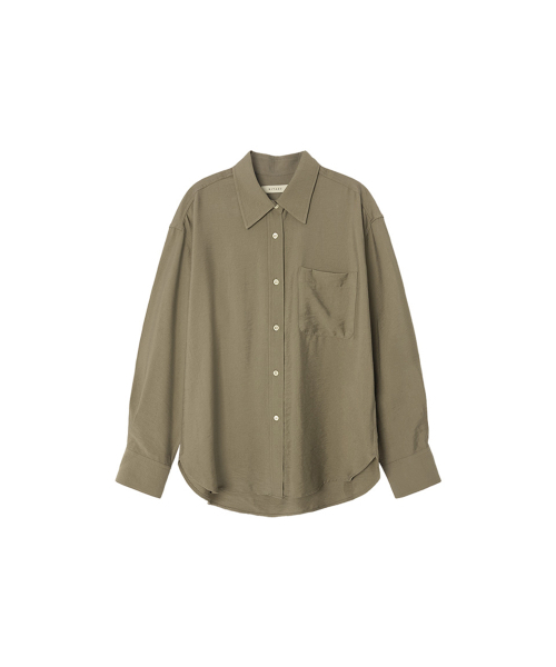 SIYAZU(シヤジュ)の「SITP5160 ルーズフィット シワシルキーシャツ_Khaki brown(シャツ/ブラウス・レディース・カーキ・ONE)」の2枚目の写真