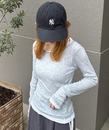 【ISOOK / アイスー】ロングスリーブシアーロンT / 長袖 クルーネック 丸首 Tシャツ レイヤード トップス 重ね着 タイト インナー ピンク イエロー グレー ホワイト ZOZOTOWN限定
