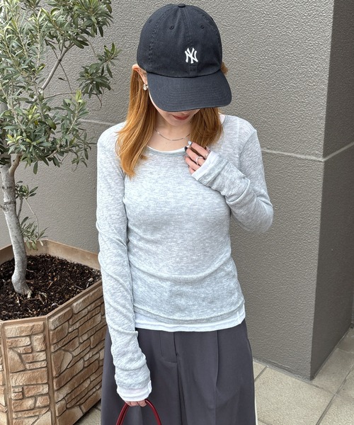 ISOOK(アイスー)の「【ISOOK / アイスー】ロングスリーブシアーロンT / 長袖 クルーネック 丸首 Tシャツ レイヤード トップス 重ね着 タイト インナー ピンク イエロー グレー ホワイト ZOZOTOWN限定(Tシャツ/カットソー・レディース・ホワイト/ライトグレー/ライトピンク/ライトイエロー・FREE)」の21枚目の写真