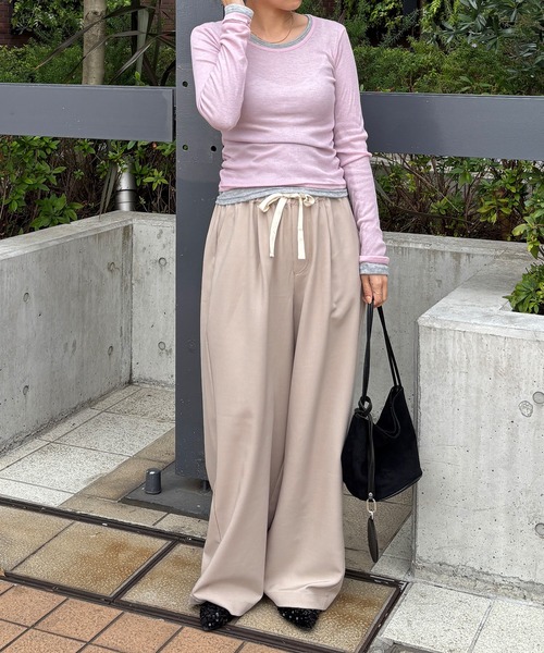 ISOOK(アイスー)の「【ISOOK / アイスー】ロングスリーブシアーロンT / 長袖 クルーネック 丸首 Tシャツ レイヤード トップス 重ね着 タイト インナー ピンク イエロー グレー ホワイト ZOZOTOWN限定(Tシャツ/カットソー・レディース・ホワイト/ライトグレー/ライトピンク/ライトイエロー・FREE)」の15枚目の写真