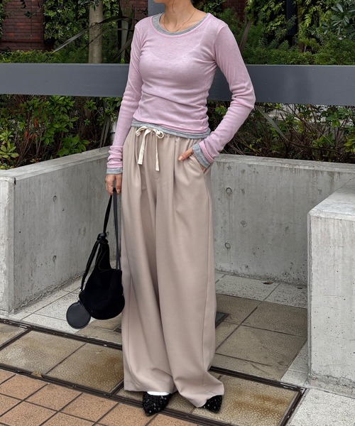 ISOOK(アイスー)の「【ISOOK / アイスー】ロングスリーブシアーロンT / 長袖 クルーネック 丸首 Tシャツ レイヤード トップス 重ね着 タイト インナー ピンク イエロー グレー ホワイト ZOZOTOWN限定(Tシャツ/カットソー・レディース・ホワイト/ライトグレー/ライトピンク/ライトイエロー・FREE)」の14枚目の写真