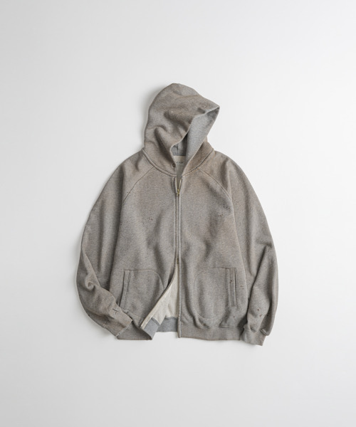 DISTRESSED GLOVE FULL ZIP PARKA dust grey（パーカー）｜BEHEAVYER 