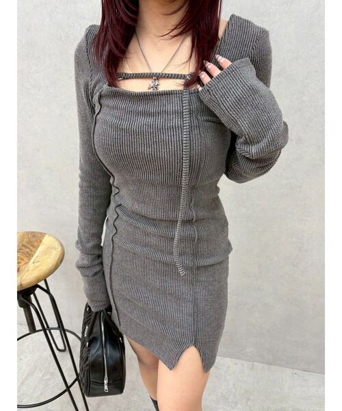 EVRIS(エヴリス)の「カットタイトミニワンピース 春服(ワンピース・レディース・ブラック/ベージュ/チャコールグレー・FREE)」の18枚目の写真