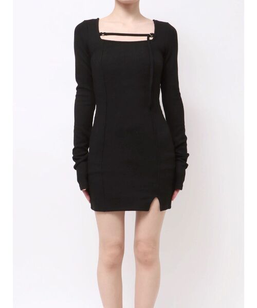 EVRIS(エヴリス)の「カットタイトミニワンピース 春服(ワンピース・レディース・ブラック/ベージュ/チャコールグレー・FREE)」の5枚目の写真