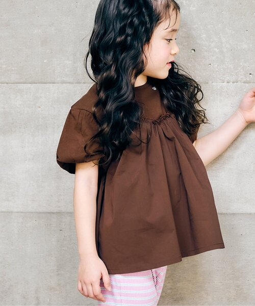 apres les cours(アプレレクール)の「【WEB限定】バルーンスリーブペプラムトップス(Tシャツ/カットソー・キッズ・ローズ/ラベンダー/オレンジ/ブラウン・80/90/100/110/120/130/140)」の2枚目の写真