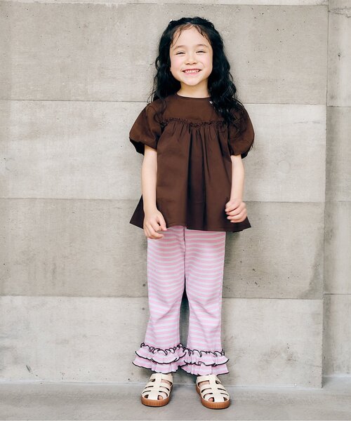 apres les cours(アプレレクール)の「【WEB限定】バルーンスリーブペプラムトップス(Tシャツ/カットソー・キッズ・ローズ/ラベンダー/オレンジ/ブラウン・80/90/100/110/120/130/140)」の5枚目の写真