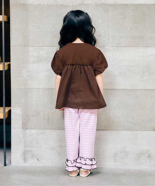 apres les cours(アプレレクール)の「【WEB限定】バルーンスリーブペプラムトップス(Tシャツ/カットソー・キッズ・ローズ/ラベンダー/オレンジ/ブラウン・80/90/100/110/120/130/140)」の6枚目の写真