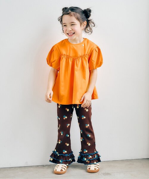 apres les cours(アプレレクール)の「【新色追加】バルーンスリーブペプラム半袖トップス(Tシャツ/カットソー・キッズ・ローズ/ラベンダー/オレンジ/ブラウン/アイボリー・80/90/100/110/120/130/140)」の9枚目の写真