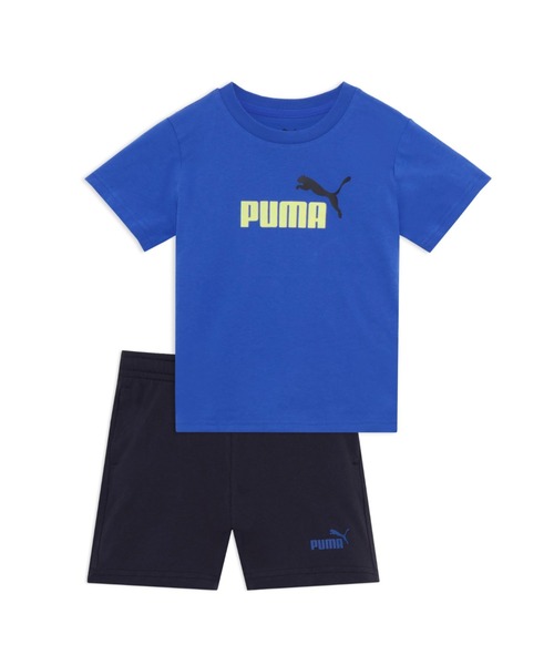 PUMA（プーマ）の「PUMA プーマ ボーイズ ESS 2 カラー NO. 1 ロゴ 半袖 Tシャツ アンド ショーツ（ジャージ・キッズ・レッド系その他/ブルー系その他/ホワイト×ブルー・130/140/120/150/160）」の2枚目の写真