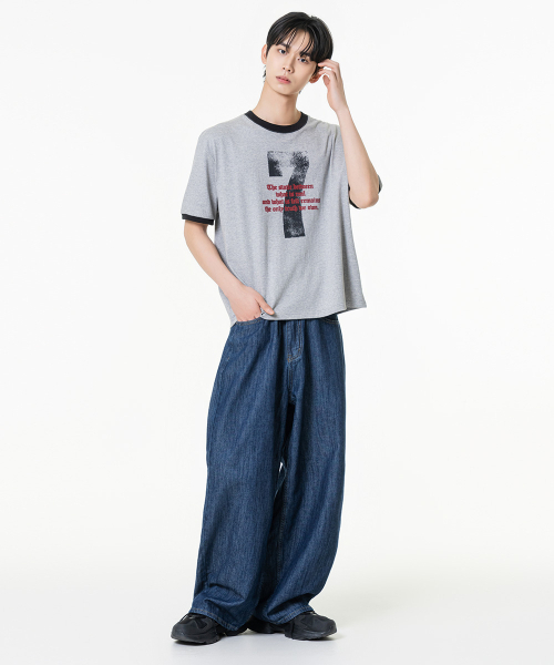 MOZMOZ(モズモズ)の「セブングラフィックリンガーTシャツグレー(Tシャツ/カットソー・レディース・その他・3/2/1)」の3枚目の写真