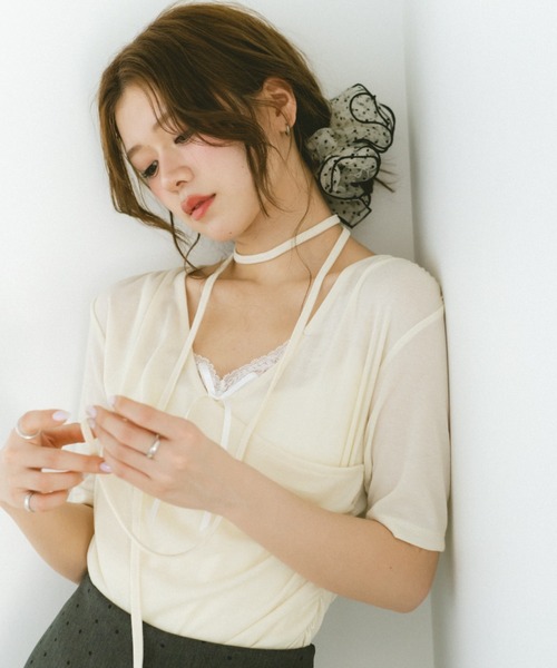 VANNIE U(ヴァニーユー)の「チュールシアードットボリュームシュシュ(シュシュ・レディース・アイボリー/ブラック・FREE)」の19枚目の写真