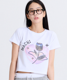 ROSE HEART CROP T-SHIRT WHITE