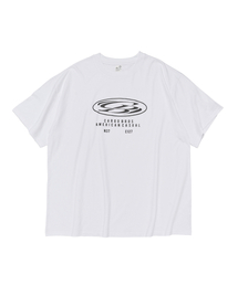 (ビッグサイズ) ラウンドサークルロゴ半袖Tシャツ (ホワイト)