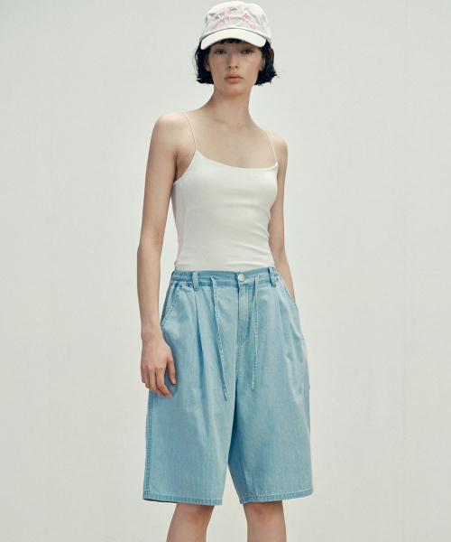 MALOUPE(マロップ)の「9205 超軽量 ワンタック ハーフ デニムパンツ (インディゴ)(その他パンツ・レディース・インディゴブルー・SMALL/MEDIUM)」の6枚目の写真