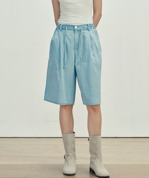 MALOUPE(マロップ)の「9205 超軽量 ワンタック ハーフ デニムパンツ (インディゴ)(その他パンツ・レディース・インディゴブルー・SMALL/MEDIUM)」の7枚目の写真