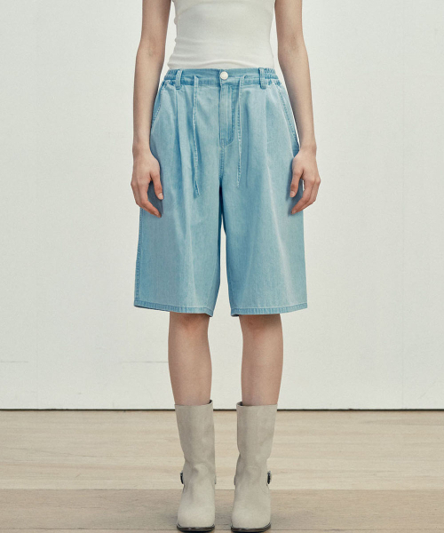 MALOUPE(マロップ)の「9205 超軽量 ワンタック ハーフ デニムパンツ (インディゴ)(その他パンツ・レディース・インディゴブルー・SMALL/MEDIUM)」の8枚目の写真