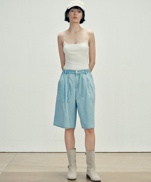 MALOUPE(マロップ)の「9205 超軽量 ワンタック ハーフ デニムパンツ (インディゴ)(その他パンツ・レディース・インディゴブルー・SMALL/MEDIUM)」の9枚目の写真