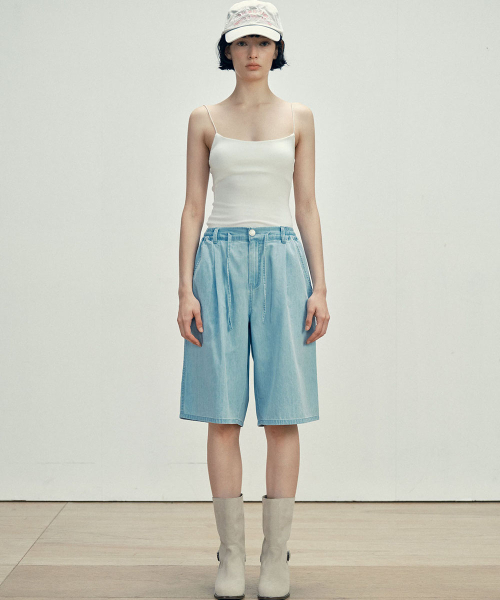 MALOUPE(マロップ)の「9205 超軽量 ワンタック ハーフ デニムパンツ (インディゴ)(その他パンツ・レディース・インディゴブルー・SMALL/MEDIUM)」の10枚目の写真