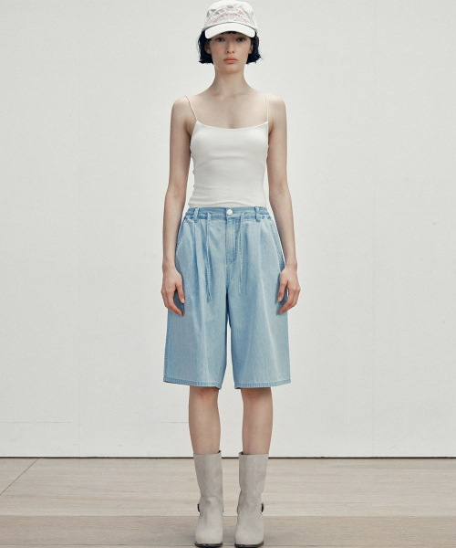 MALOUPE(マロップ)の「9205 超軽量 ワンタック ハーフ デニムパンツ (インディゴ)(その他パンツ・レディース・インディゴブルー・SMALL/MEDIUM)」の11枚目の写真