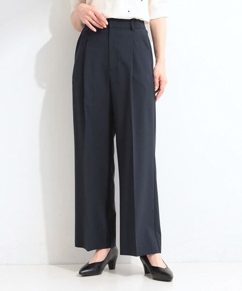 SHOO・LA・RUE(シューラルー)の「【セットアップ可/洗濯後しわになりにくい/UV/吸水速乾】シンプルに美しく タックワイドパンツ(その他パンツ・レディース・ネイビー/ナチュラル/グレー・04/03/02/01)」の8枚目の写真