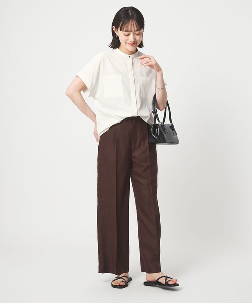 green label relaxing(グリーンレーベルリラクシング)の「Breeze Cool ポケット シャツ マシンウォッシャブル 吸水速乾 通気性 UVカット(シャツ/ブラウス・レディース・ダークグレー/ライム/ホワイト/ネイビー・FREE)」の15枚目の写真