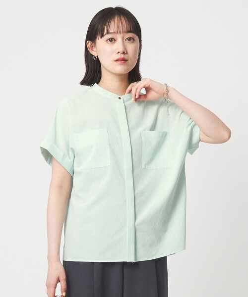 green label relaxing(グリーンレーベルリラクシング)の「Breeze Cool ポケット シャツ マシンウォッシャブル 吸水速乾 通気性 UVカット(シャツ/ブラウス・レディース・ダークグレー/ライム/ホワイト/ネイビー・FREE)」の16枚目の写真
