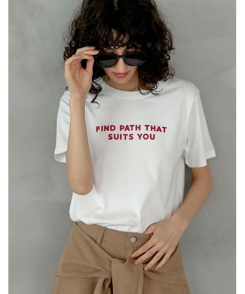 Re:EDIT（リエディ）の「[UVカット][接触冷感]スローガンロゴTシャツ（Tシャツ/カットソー・レディース・ブラック/ホワイト×ブラック/ホワイト×レッド/ホワイト×シルバー/レッド・MEDIUM/LARGE）」の2枚目の写真