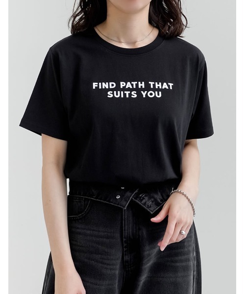 Re:EDIT（リエディ）の「[UVカット][接触冷感]スローガンロゴTシャツ（Tシャツ/カットソー・レディース・ブラック/ホワイト×ブラック/ホワイト×レッド/ホワイト×シルバー/レッド・MEDIUM/LARGE）」の4枚目の写真