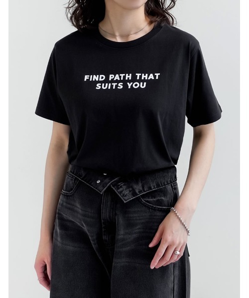 Re:EDIT（リエディ）の「[UVカット][接触冷感]スローガンロゴTシャツ（Tシャツ/カットソー・レディース・ブラック/ホワイト×ブラック/ホワイト×レッド/ホワイト×シルバー/レッド・MEDIUM/LARGE）」の9枚目の写真