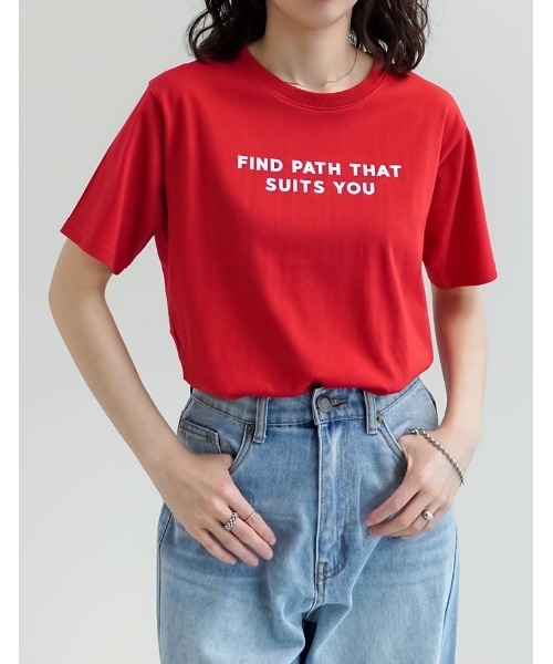 Re:EDIT（リエディ）の「[UVカット][接触冷感]スローガンロゴTシャツ（Tシャツ/カットソー・レディース・ブラック/ホワイト×ブラック/ホワイト×レッド/ホワイト×シルバー/レッド・MEDIUM/LARGE）」の12枚目の写真