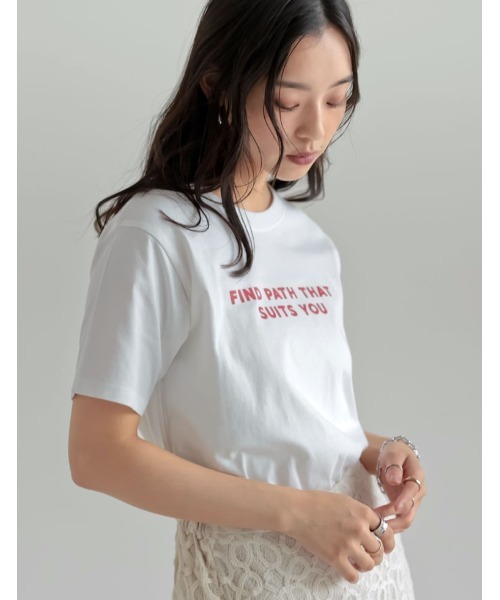 Re:EDIT（リエディ）の「[UVカット][接触冷感]スローガンロゴTシャツ（Tシャツ/カットソー・レディース・ブラック/ホワイト×ブラック/ホワイト×レッド/ホワイト×シルバー/レッド・MEDIUM/LARGE）」の17枚目の写真