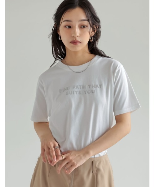 Re:EDIT（リエディ）の「[UVカット][接触冷感]スローガンロゴTシャツ（Tシャツ/カットソー・レディース・ブラック/ホワイト×ブラック/ホワイト×レッド/ホワイト×シルバー/レッド・MEDIUM/LARGE）」の22枚目の写真