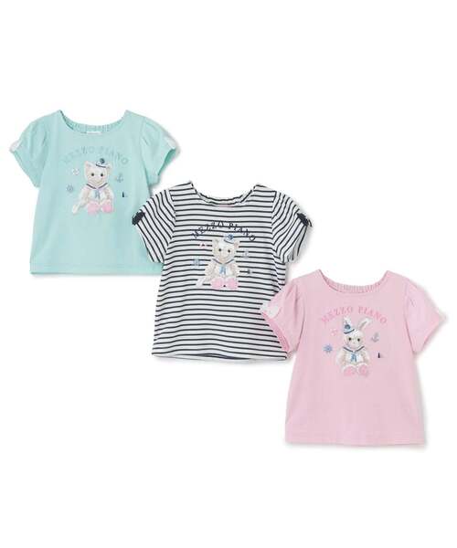 ウサギ・ネコ マリン半袖Tシャツ【接触冷感】（Tシャツ/カットソー