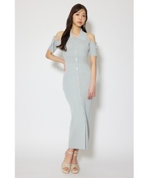 リボン付きアメスリニットワンピース 春服 夏服