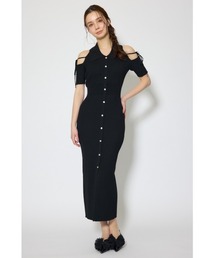 リボン付きアメスリニットワンピース 春服 夏服