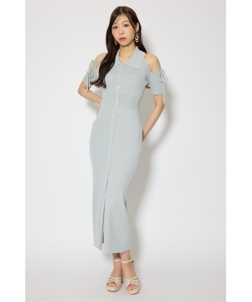 rienda(リエンダ)の「リボン付きアメスリニットワンピース 春服 夏服(ワンピース・レディース・ブルー/ブラック/ピンク・FREE)」の4枚目の写真
