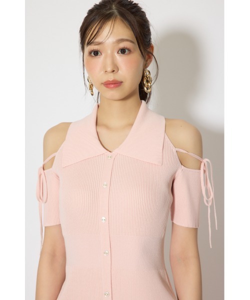 rienda(リエンダ)の「リボン付きアメスリニットワンピース 春服 夏服(ワンピース・レディース・ブルー/ブラック/ピンク・FREE)」の13枚目の写真