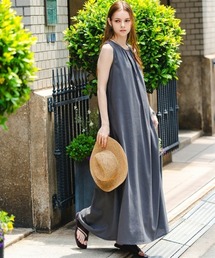 Maison INNESS（メゾンアイネス）の「リネンブレンドフレアボリュームワンピース（接触冷感・UVカット）＜大きいサイズ有＞（ワンピース）」