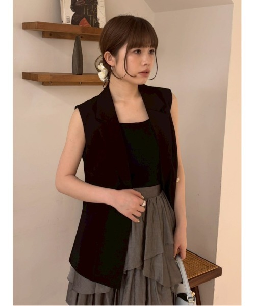 FRAY I.D(フレイアイディー)の「2wayシェイプジレ/ウォッシャブル・防シワ(その他アウター・レディース・ブラック/イエロー/ベージュ・0/1)」の1枚目の写真