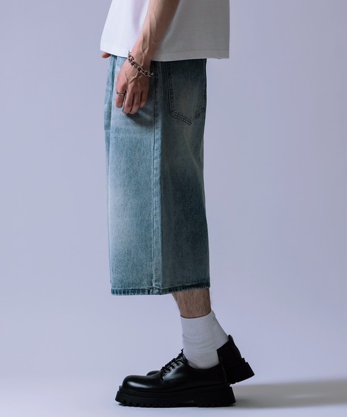 Crownor(クラウノアー)の「ワイドバギー デニムショーツ(デニムパンツ・メンズ・ブラック/ブルー/サックスブルー・X-LARGE/MEDIUM/LARGE)」の9枚目の写真