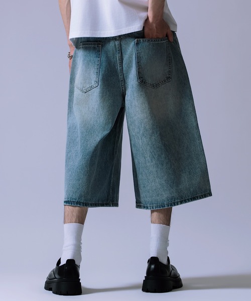 Crownor(クラウノアー)の「ワイドバギー デニムショーツ(デニムパンツ・メンズ・ブラック/ブルー/サックスブルー・X-LARGE/MEDIUM/LARGE)」の10枚目の写真