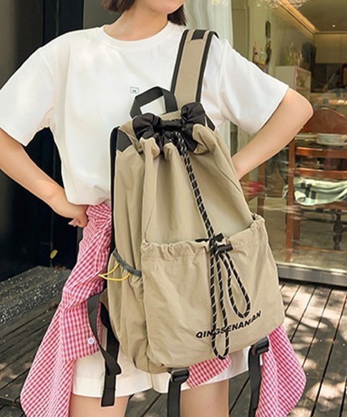 Miniministore(ミニミニストア)の「パラコード巾着リュック大容量バックパック(バックパック/リュック・レディース・ブラック/ベージュ/カーキ/オレンジ/ワインレッド・FREE)」の19枚目の写真