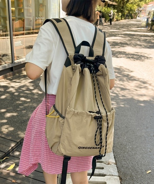 Miniministore(ミニミニストア)の「パラコード巾着リュック大容量バックパック(バックパック/リュック・レディース・ブラック/ベージュ/カーキ/オレンジ/ワインレッド・FREE)」の22枚目の写真