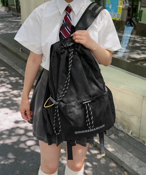 Miniministore(ミニミニストア)の「パラコード巾着リュック大容量バックパック(バックパック/リュック・レディース・ブラック/ベージュ/カーキ/オレンジ/ワインレッド・FREE)」の12枚目の写真