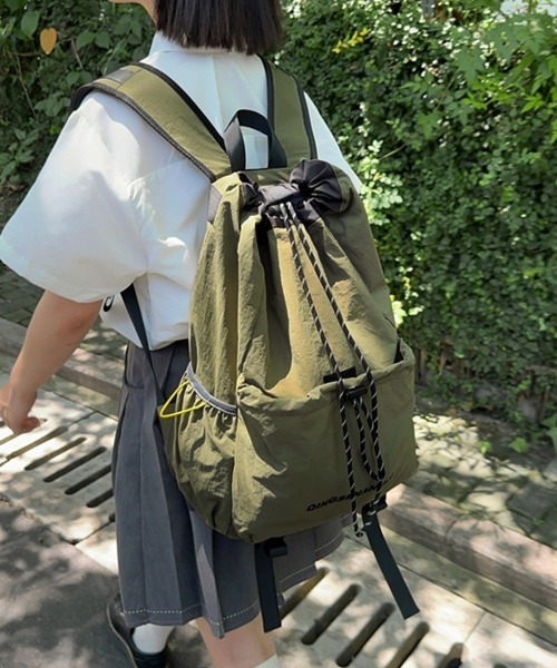 Miniministore(ミニミニストア)の「パラコード巾着リュック大容量バックパック(バックパック/リュック・レディース・ブラック/ベージュ/カーキ/オレンジ/ワインレッド・FREE)」の17枚目の写真