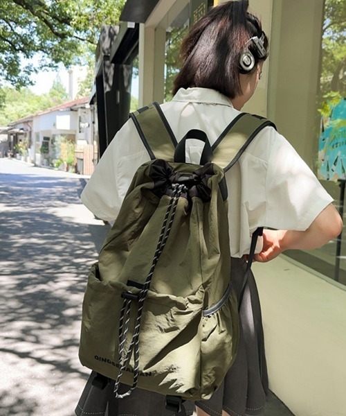 Miniministore(ミニミニストア)の「パラコード巾着リュック大容量バックパック(バックパック/リュック・レディース・ブラック/ベージュ/カーキ/オレンジ/ワインレッド・FREE)」の6枚目の写真