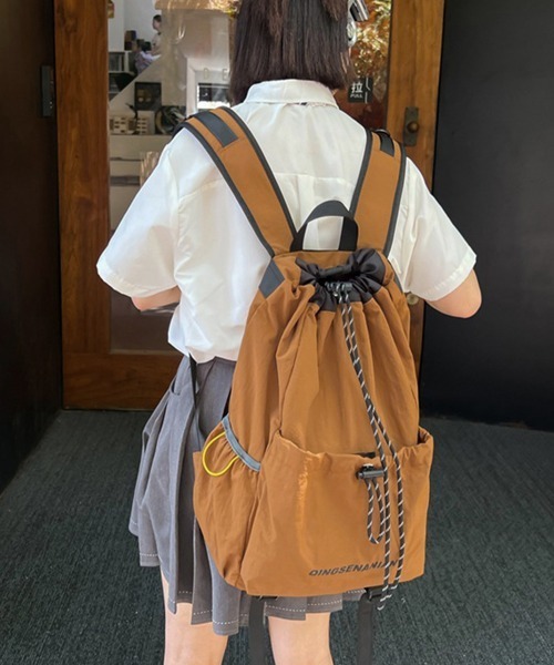Miniministore(ミニミニストア)の「パラコード巾着リュック大容量バックパック(バックパック/リュック・レディース・ブラック/ベージュ/カーキ/オレンジ/ワインレッド・FREE)」の10枚目の写真