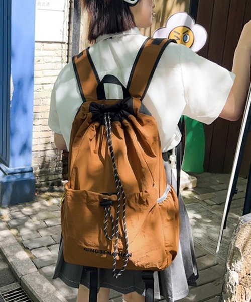 Miniministore(ミニミニストア)の「パラコード巾着リュック大容量バックパック(バックパック/リュック・レディース・ブラック/ベージュ/カーキ/オレンジ/ワインレッド・FREE)」の11枚目の写真