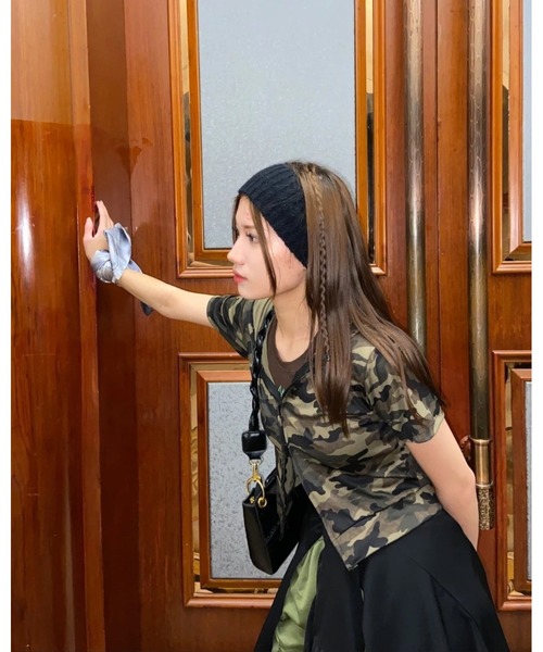 inst.ALL(インストール)の「クロップド丈迷彩柄半袖Wジップフーディー(Tシャツ/カットソー・レディース・カーキ・M)」の14枚目の写真